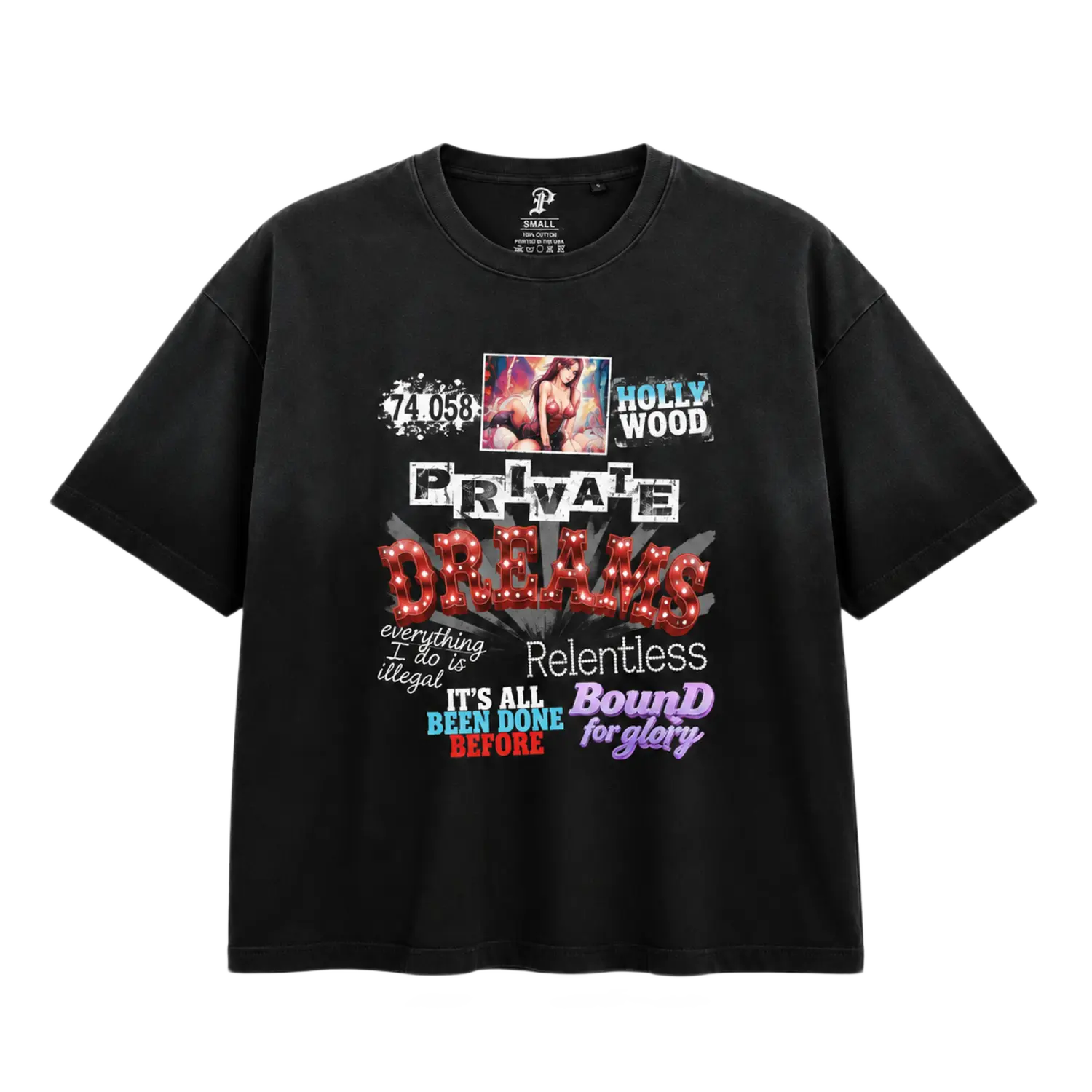 Private Dream Thrashed Vintage Tee Black