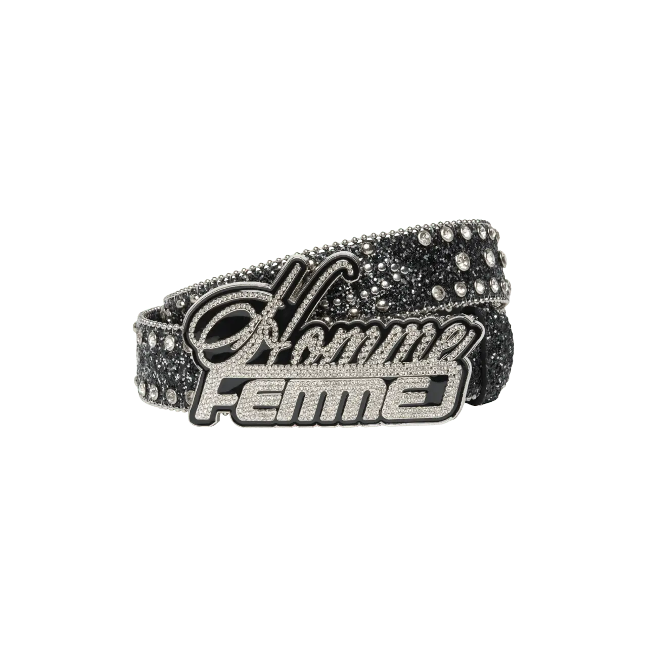 Homme Femme Signature Encrusted Belt Black